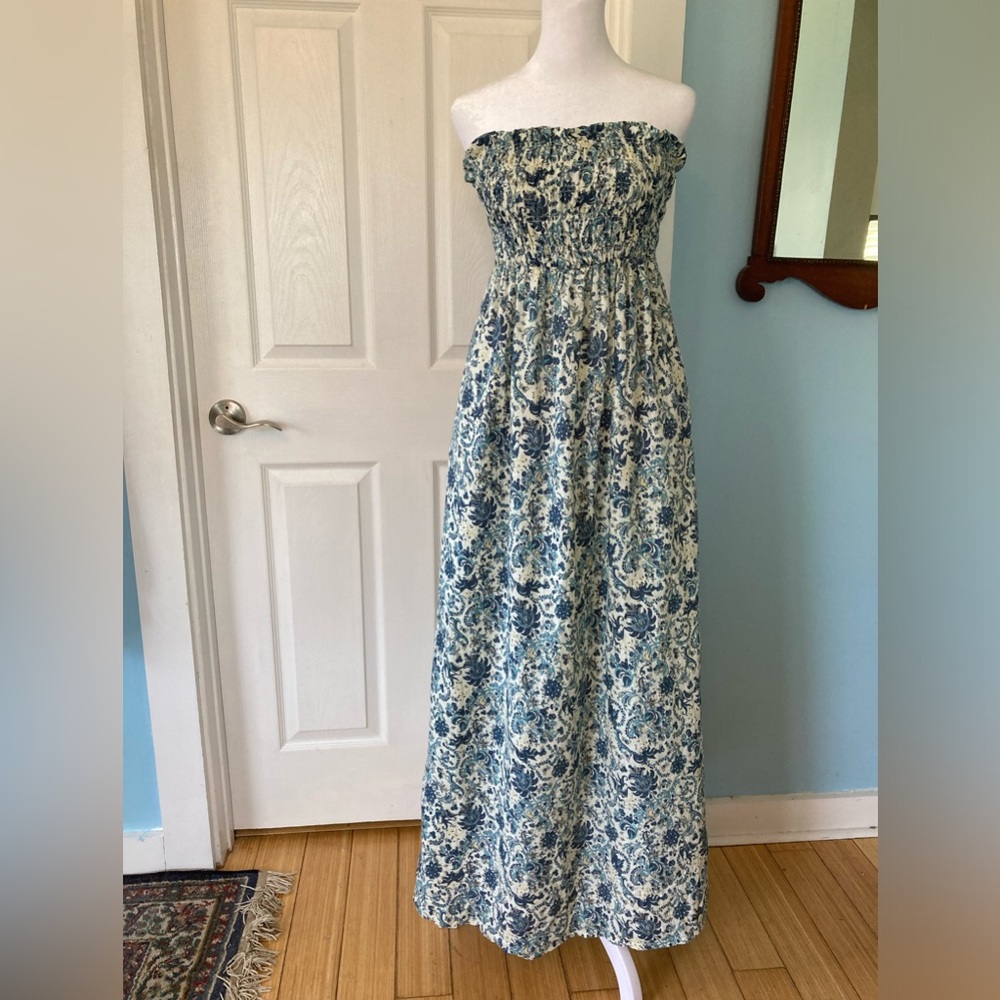 Faherty Blue and White Maxi Dress